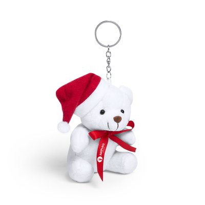 Llavero con osito de peluche navideño