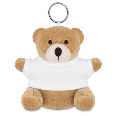 Llavero con osito de peluche personalizado Blanco