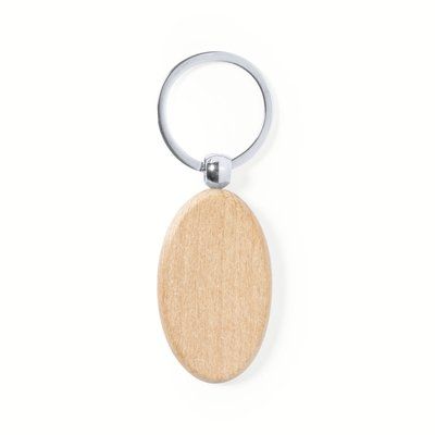 Llavero personalizado de madera natural Ova
