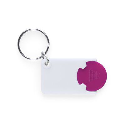 Llavero personalizado con moneda para carro de la compra Fucsi