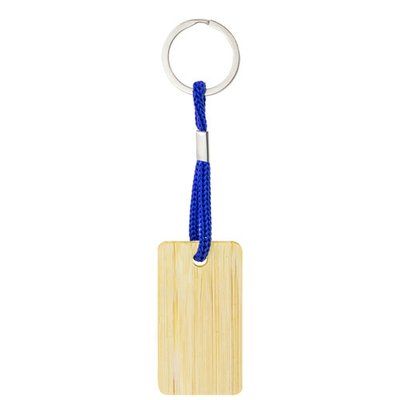 Llavero rectangular de bambú con cordón AZ