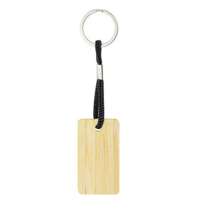 Llavero rectangular de bambú con cordón Ne