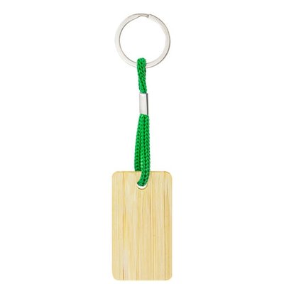 Llavero rectangular de bambú con cordón Ve