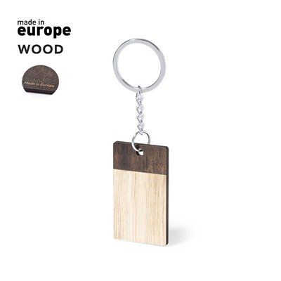 Llavero Rectangular Madera Bicolor UE