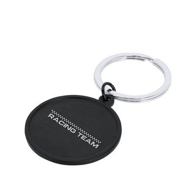 Llavero redondo de aluminio negro Plat