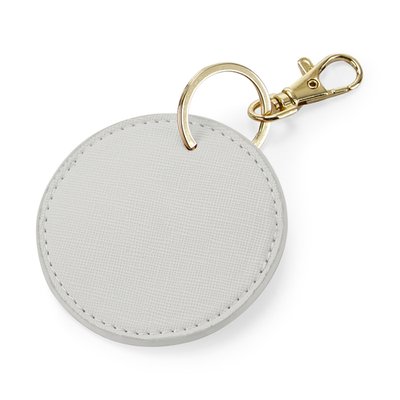 Llavero redondo polipiel y metal brillante Soft grey
