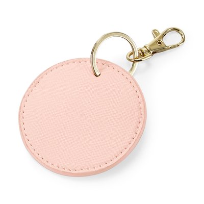Llavero redondo polipiel y metal brillante Soft pink