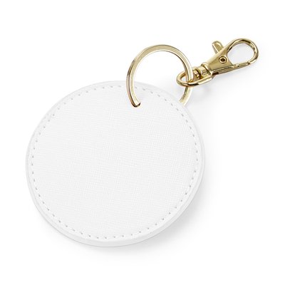 Llavero redondo polipiel y metal brillante Soft white