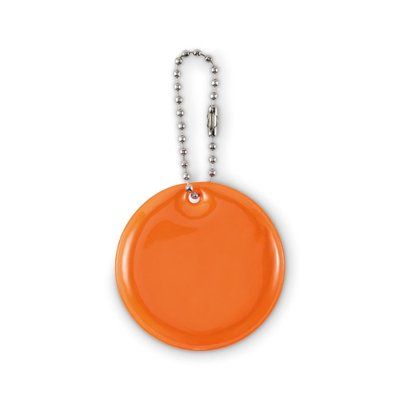 Llavero redondo reflectante de PVC Naranja Fluorescente