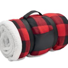 Manta polar forrada de sherpa Rojo