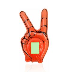 Mano de animación hinchable con dedos de victoria | En la palma de la mano | 100 x 80