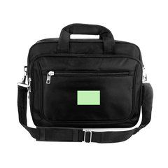 Maletín negro con bolsillo acolchado para portatil 14' | Zona central del lateral bajo la cremallera | 80 x 50