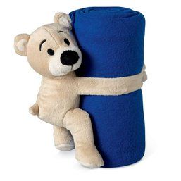Manta polar para niños con osito manta Azul