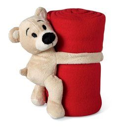 Manta polar para niños con osito manta Rojo