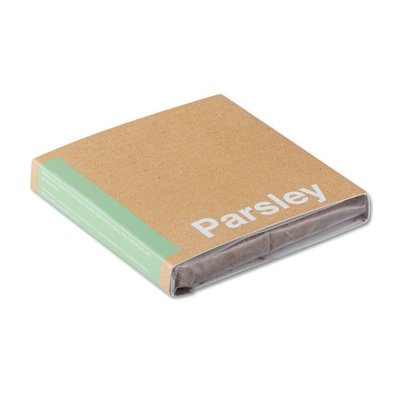 Maceta cubo plegable translúcido con semillas de perejil