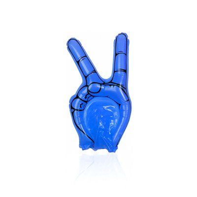 Mano de animación hinchable con dedos de victoria Azul