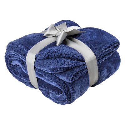 Manta 2 caras Aterciopelada y Sherpa 120x160 Azul