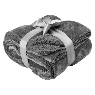 Manta 2 caras Aterciopelada y Sherpa 120x160 Gris