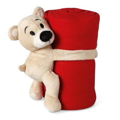 Manta polar para niños con osito Rojo