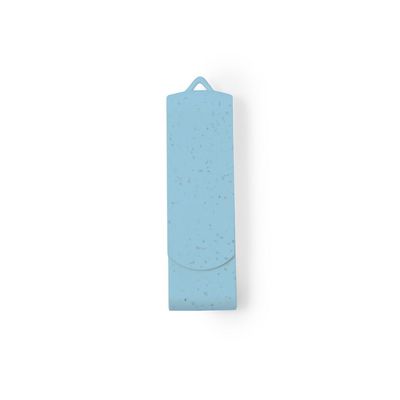 Memoria USB 16GB en caña de trigo con clip giratorio Azul