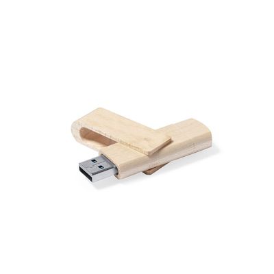Memoria USB 16GB con clip giratorio de madera