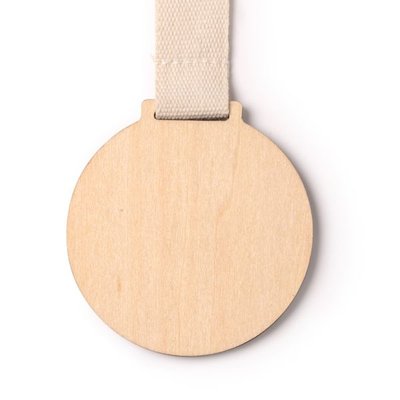 Medalla de bambú con cordón de algodón