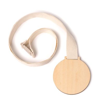 Medalla de bambú con cordón de algodón