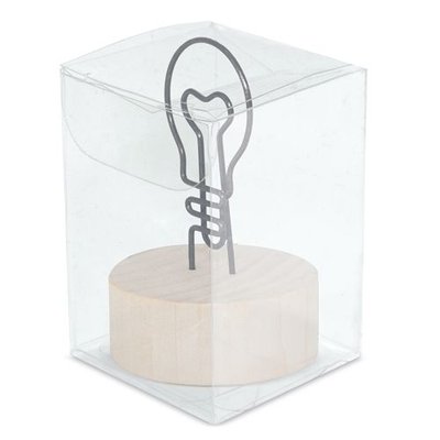 Memo Clip Bombilla con Base de Madera
