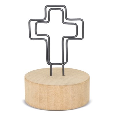 Memo Clip Cruz con Base de Madera