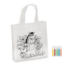 Mini bolsa non woven para colorear con 5 rotuladores Blanco