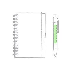 Mini-libreta ecológica de cartón reciclado con boli a juego 8,6x11,7 cm | En el bolígrafo cara A | 50 x 6