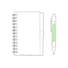 Mini-libreta ecológica de cartón reciclado con boli a juego 8,6x11,7 cm | En el cuerpo del bolígrafo cara B | 50 x 6