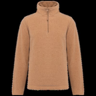 Micropolar 1/4 Cremallera con Bolsillos Camel Heather M