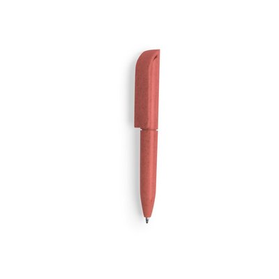 Mini bolígrafo ecológico en colorida caña de trigo con ancho clip Rojo