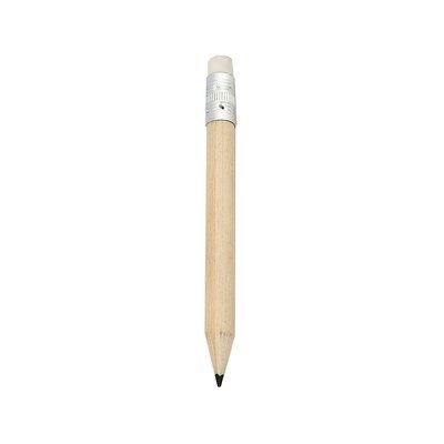 Mini lápiz circular en madera con goma Mini lápiz redondo con goma