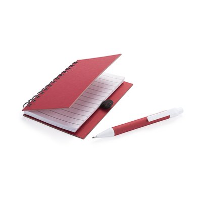 Mini-libreta ecológica de cartón reciclado con boli a juego 8,6x11,7 cm