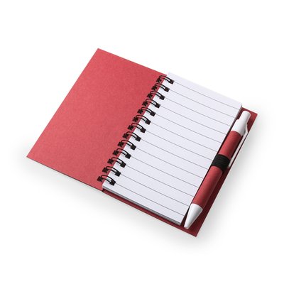 Mini-libreta ecológica de cartón reciclado con boli a juego 8,6x11,7 cm
