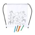 Mochila blanca con cuerdas para colorear con ceras incluidas