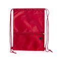 Mochila cuerdas con bolsillo frontal de redecilla y cremallera Roj