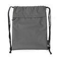 Mochila cuerdas PU con bolsillo frontal de cremallera Gris