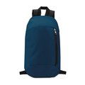 Mochila en poliéster con cremallera lateral y bolsillo delantero Azul