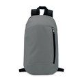 Mochila en poliéster con cremallera lateral y bolsillo delantero Gris Piedra