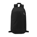 Mochila en poliéster con cremallera lateral y bolsillo delantero Negro