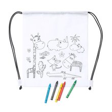 Mochila blanca con cuerdas para colorear con ceras incluidas