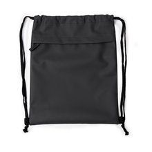 Mochila cuerdas PU con bolsillo frontal de cremallera Negro Talla Única Adulto