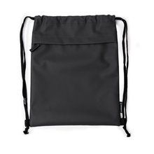 Mochila cuerdas PU con bolsillo frontal de cremallera Negro