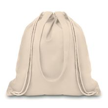 Mochila de lona en canvas con asas largas y cordón Beig