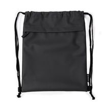 Mochila cuerdas PU con bolsillo frontal de cremallera Negro