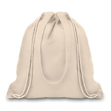 Mochila de lona en canvas con asas largas y cordón Beig