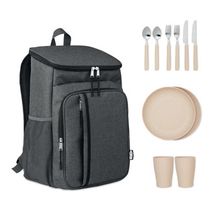 Mochila Nevera RPET 600D con utensilios Negro